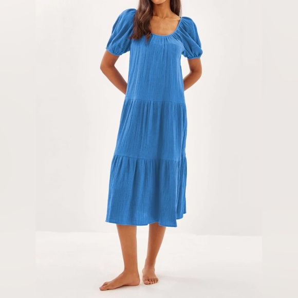 NWT Lilly Pulitzer Zemini Maxi Coverup, Sunwashed Blue, Sz S